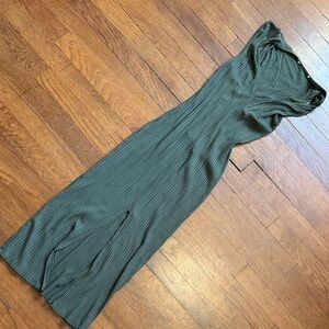 Sleeveless Ribbed Olive Green Women's Dress
